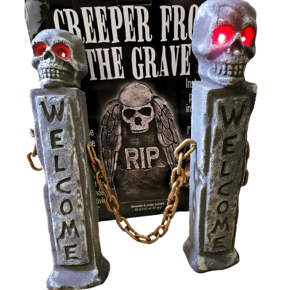 Halloween prop Animated Creeper From The Grave Tombstone with bonus gift